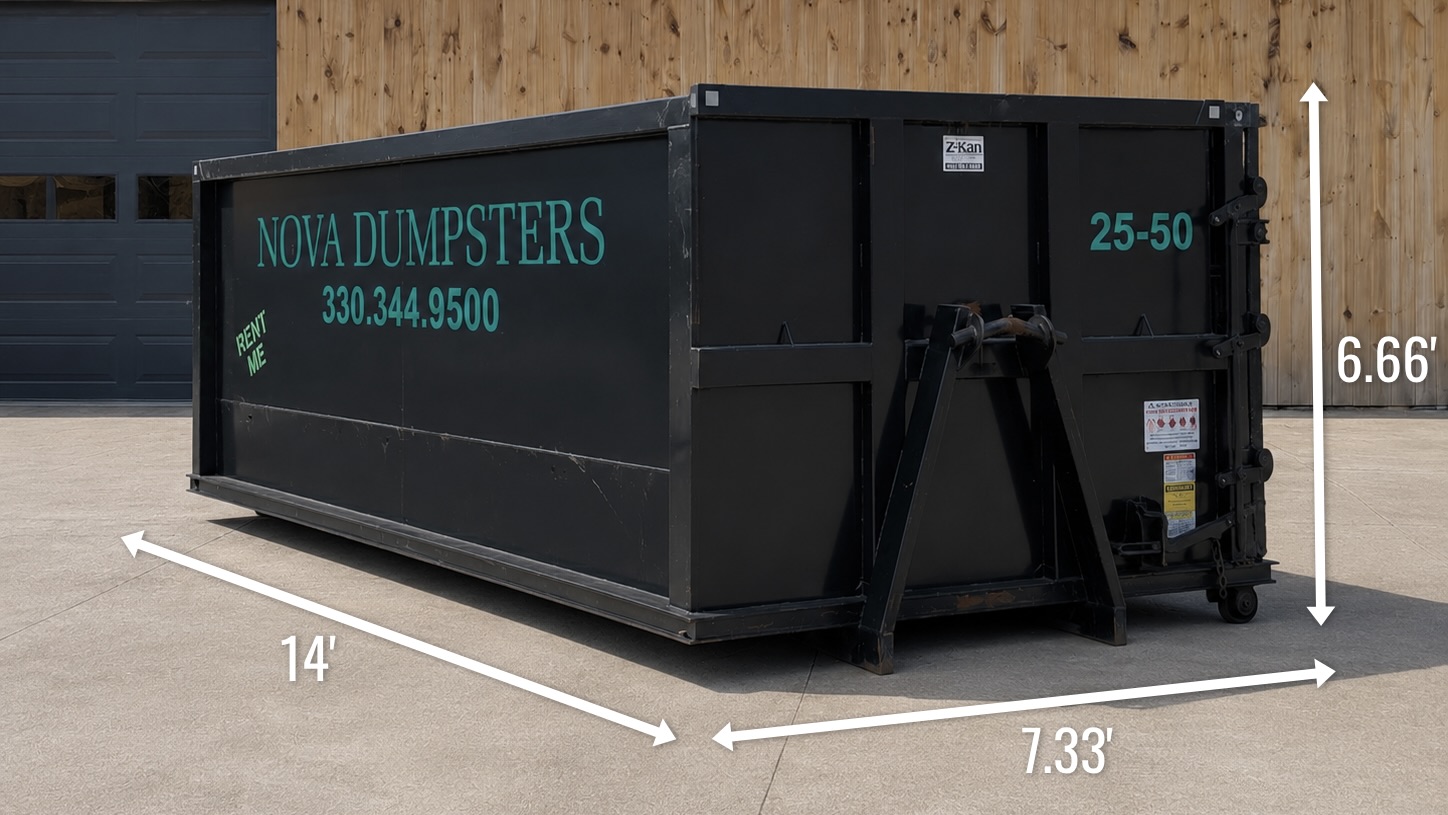 25 yard Nova Dumpsters roll-off dumpster